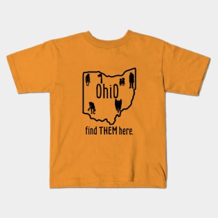 Ohio Cryptids, Find Them Here. Kids T-Shirt